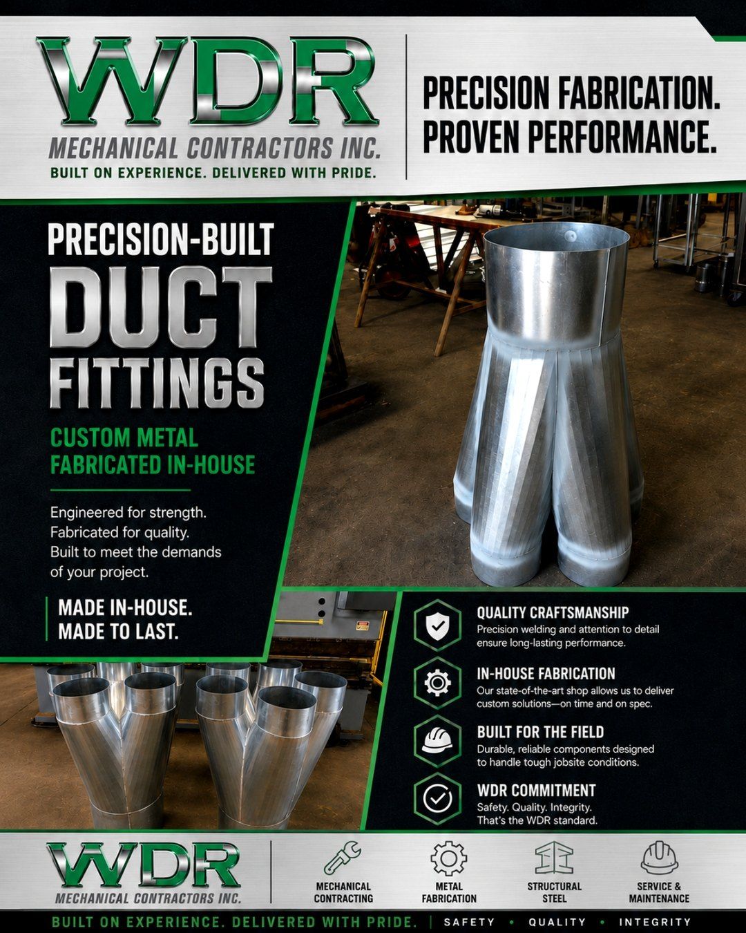Precision-built duct fittings, custom metal fabricated in-house